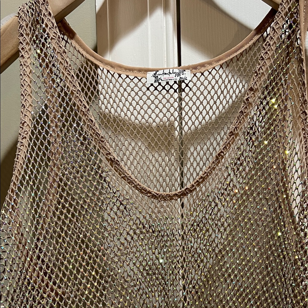Free People Intimately Filter Finish Mesh & Crystal Cropped Tank — Size L - Picture 3 of 9